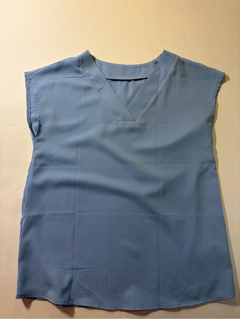 Light Blue V-Neck Cap Sleeve Women's Top